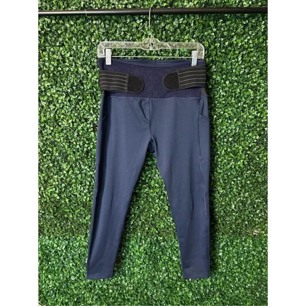 Tommie Copper Navy Blue 24" Lower Back Support Compression Leggings Sz Large